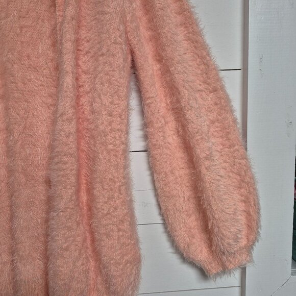 Kaari Blue Womens Peach Fuzzy Open Front Cardigan Sweater Size L Soft and Cozy - Picture 3 of 6